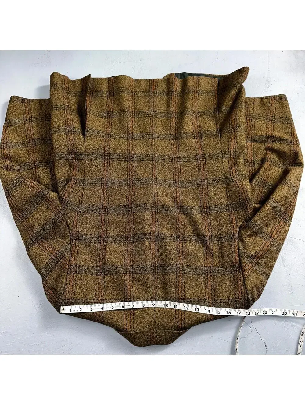 VTG Mens Suit 42 Jacket Sport Coat Rockabilly 80s 70s Wool Stripe Brown Short